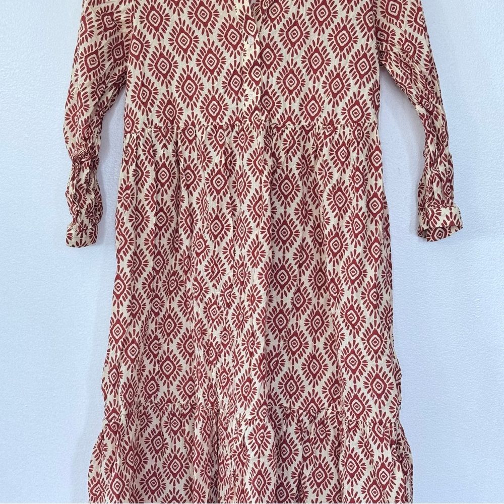 NWOT Zara Printed Midi Long Sleeve Ruffled Sundress Sz S - Picture 6 of 11